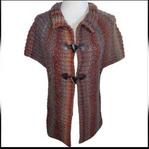 Lineamaglia Italy Variegated Orange Brown Toggle Sweater Medium